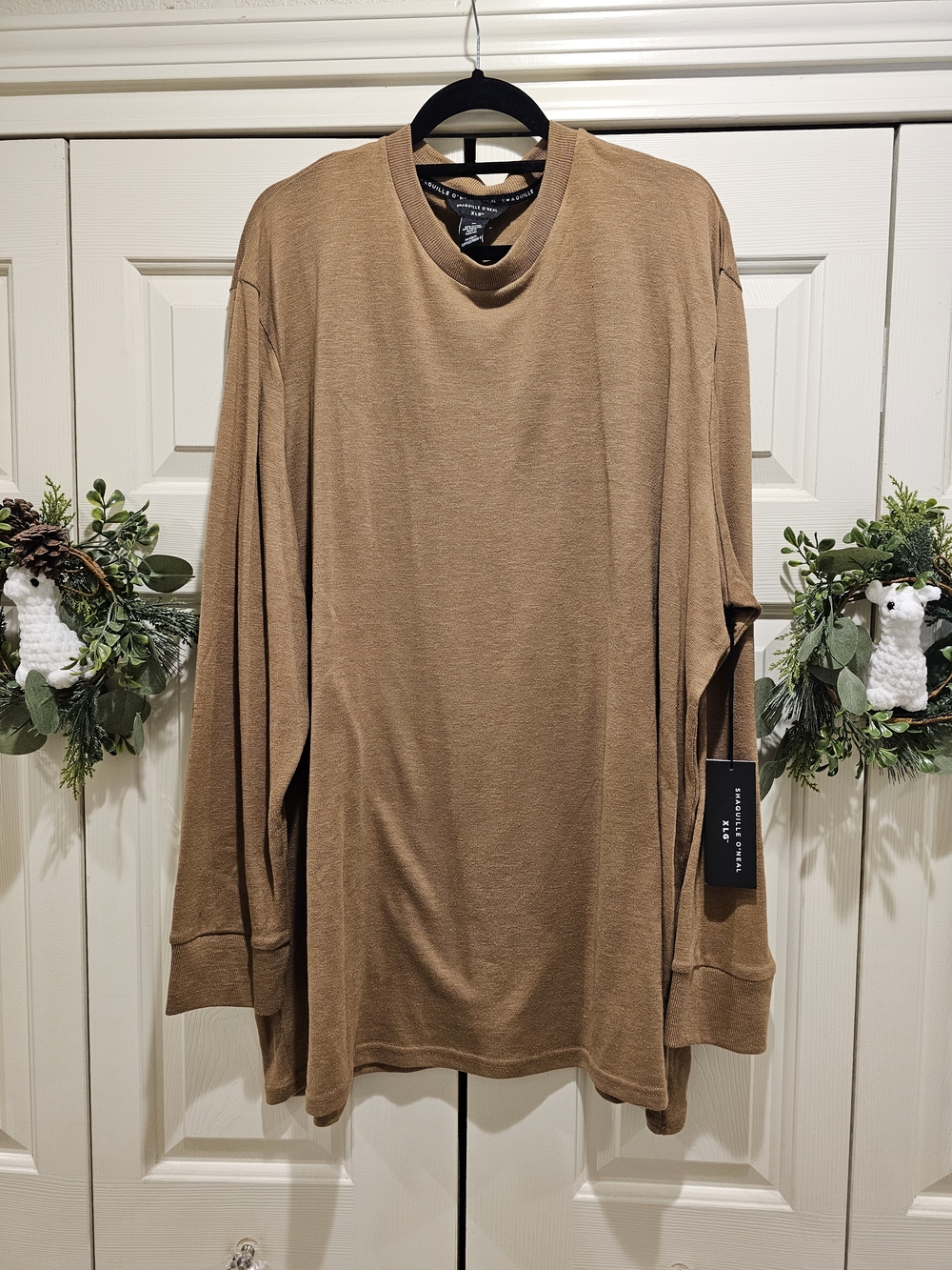 Men’s Long Sleeve Crewneck Tee in Camel